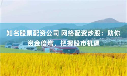 知名股票配资公司 网络配资炒股：助你资金倍增，把握股市机遇