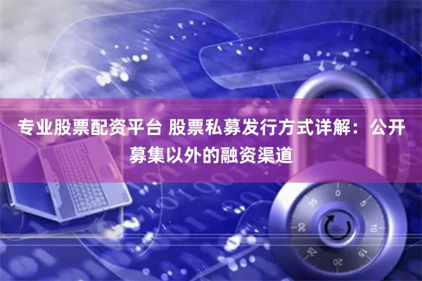 专业股票配资平台 股票私募发行方式详解:公开募集以外的融资渠道